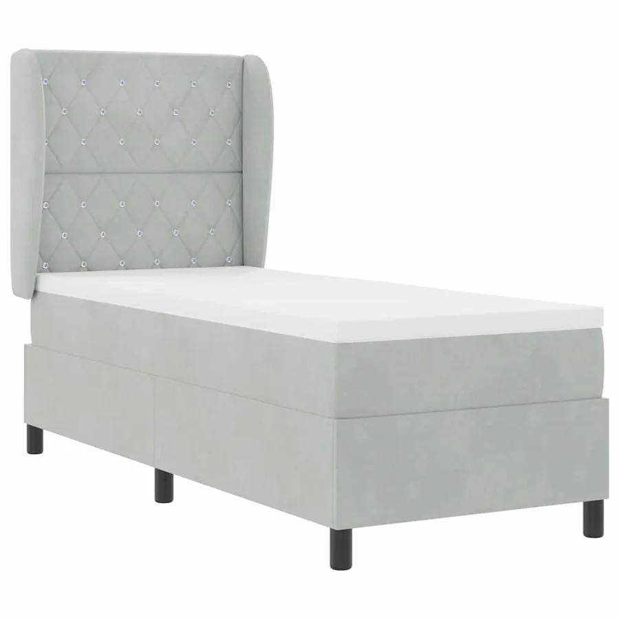 Lit à ressorts avec matelas Gris clair 200 x 80 cm Velours - 4