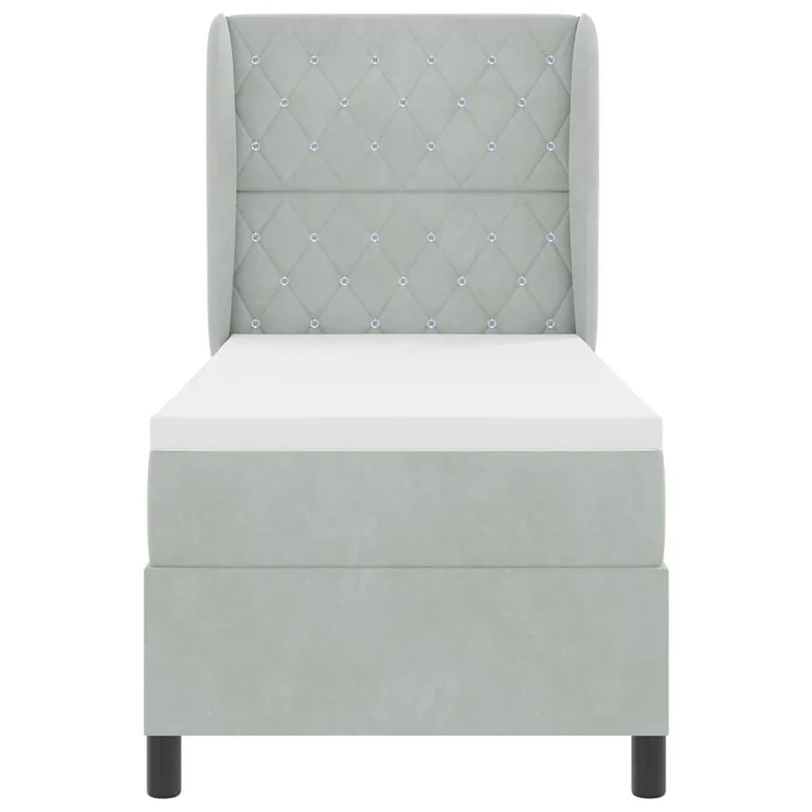 Lit à ressorts avec matelas Gris clair 200 x 80 cm Velours - 7