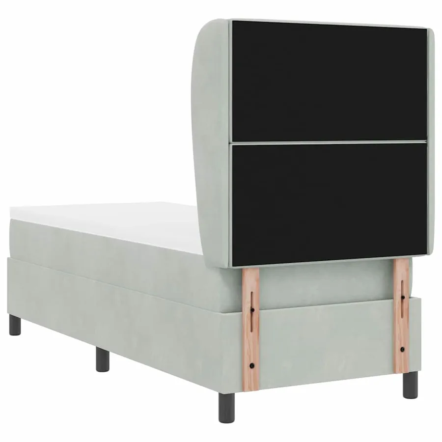 Lit à ressorts avec matelas Gris clair 200 x 80 cm Velours - 9