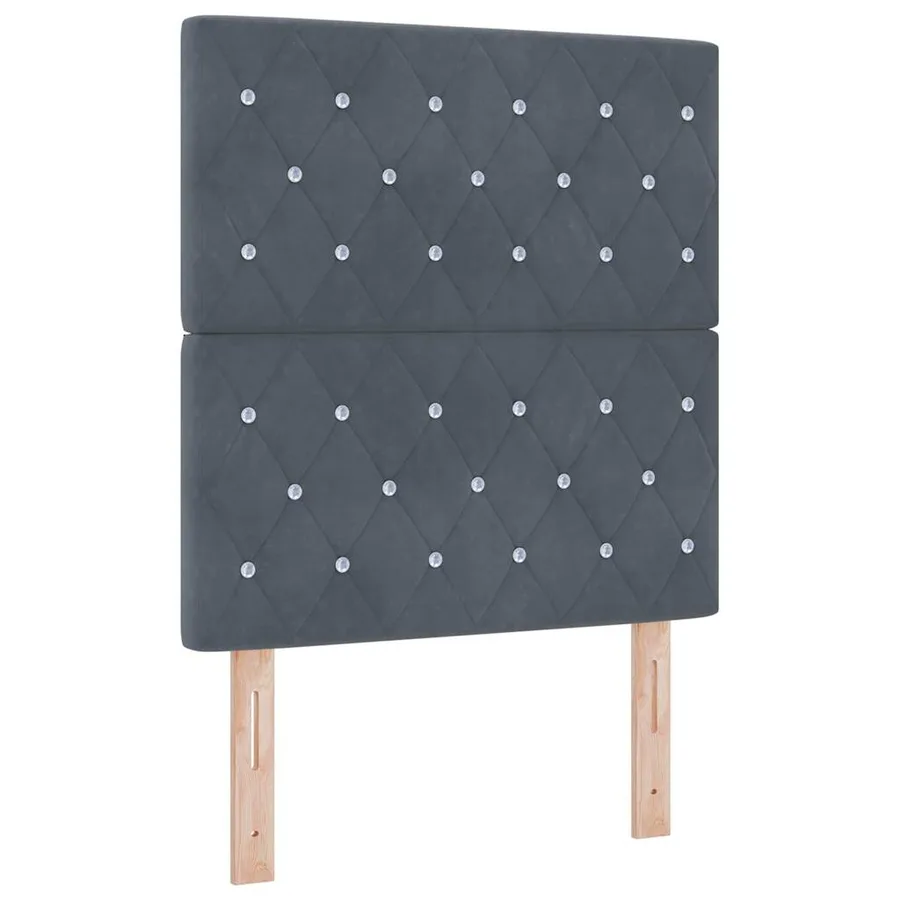 Lit à ressorts avec matelas Gris foncé 80 x 200 cm Velours - 4