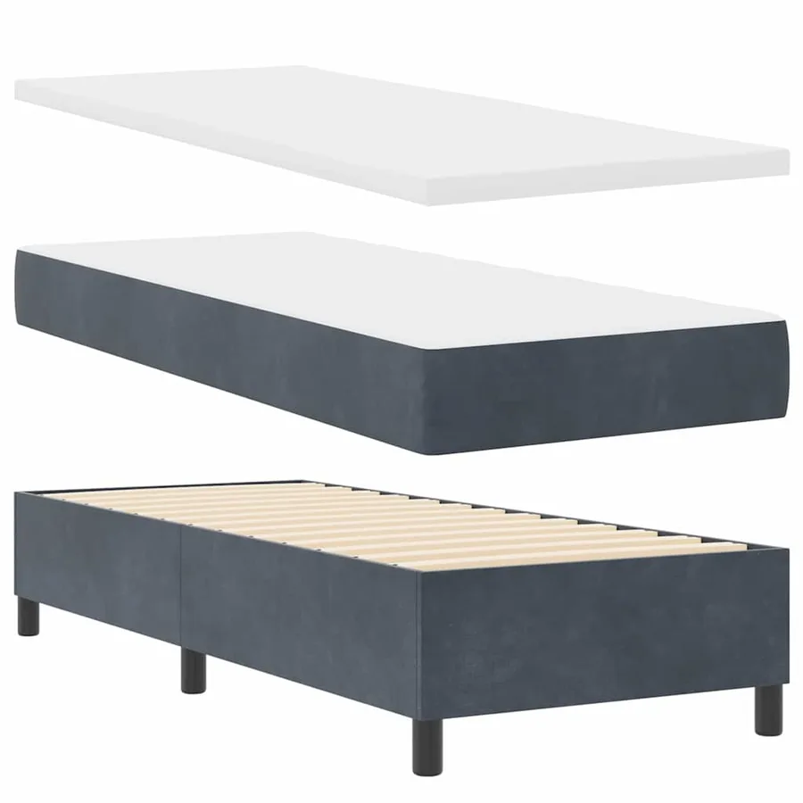 Lit à ressorts avec matelas Gris foncé 80 x 200 cm Velours - 6