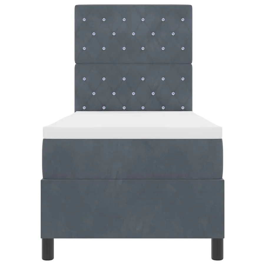 Lit à ressorts avec matelas Gris foncé 80 x 200 cm Velours - 7