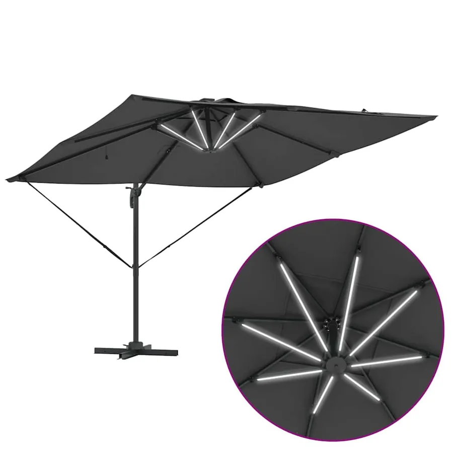 Parasol Anthracite 286 x 284 x 270 cm Aluminium et polyester - 12