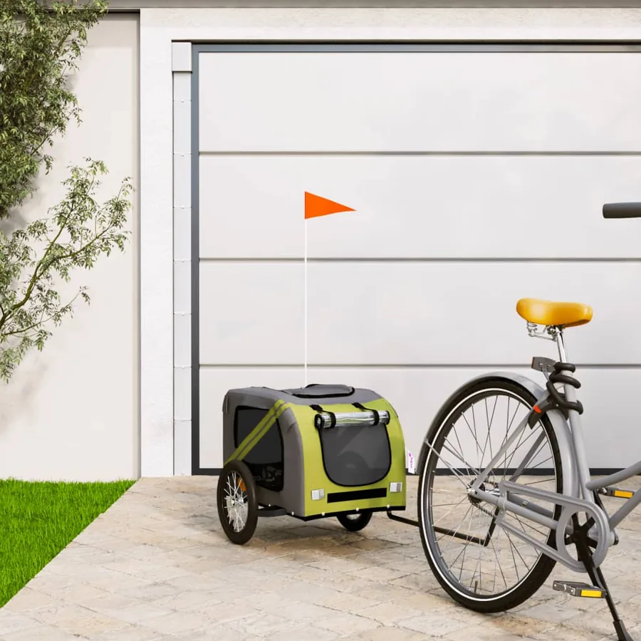Remorque de vélo pour animaux de compagnie vert et gris