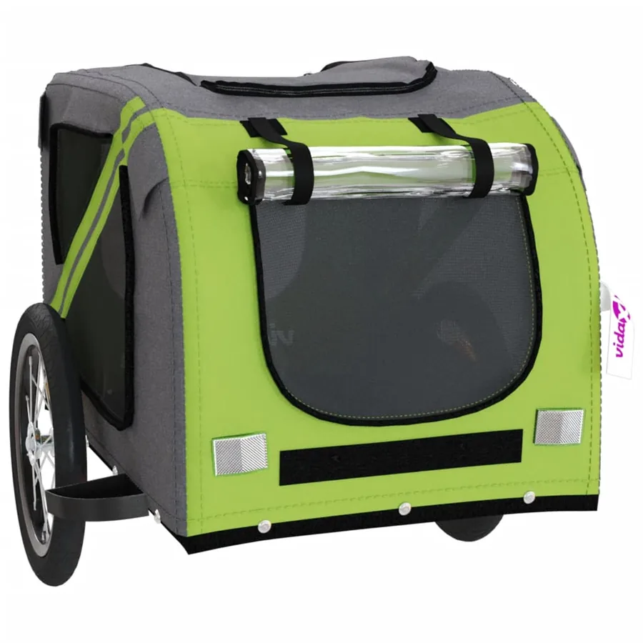 Remorque de vélo pour animaux de compagnie vert et gris - 5