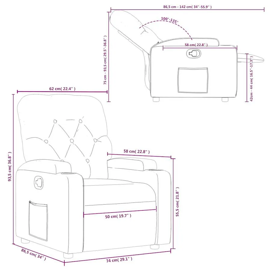 Fauteuil inclinable Crème Tissu - 11