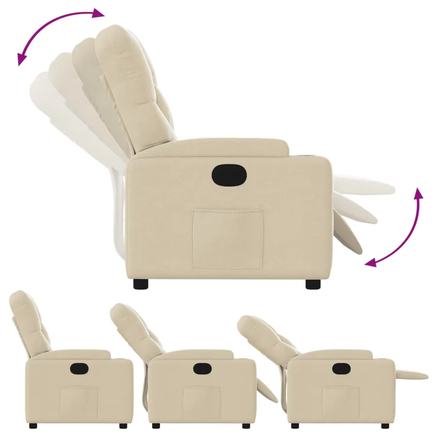 Fauteuil inclinable Crème Tissu - 4