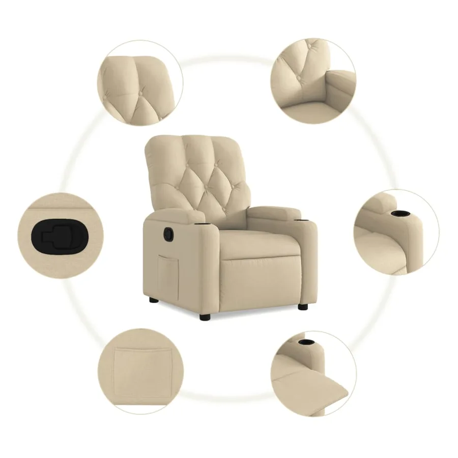Fauteuil inclinable Crème Tissu - 5
