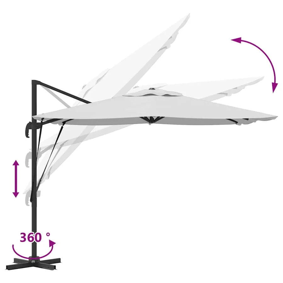 Parasol Roma Beige 286 x 284 x 265 cm Aluminium et polyester - 11