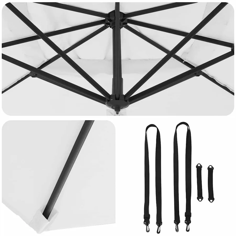 Parasol Roma Beige 286 x 284 x 265 cm Aluminium et polyester - 8