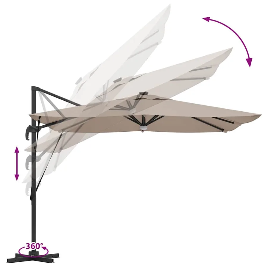Parasol Roma Taupe 286 x 284 x 270 cm Aluminium et polyester - 13