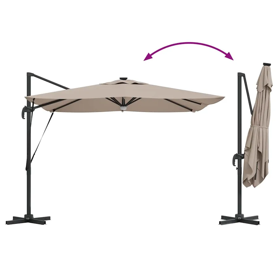 Parasol Roma Taupe 286 x 284 x 270 cm Aluminium et polyester - 14