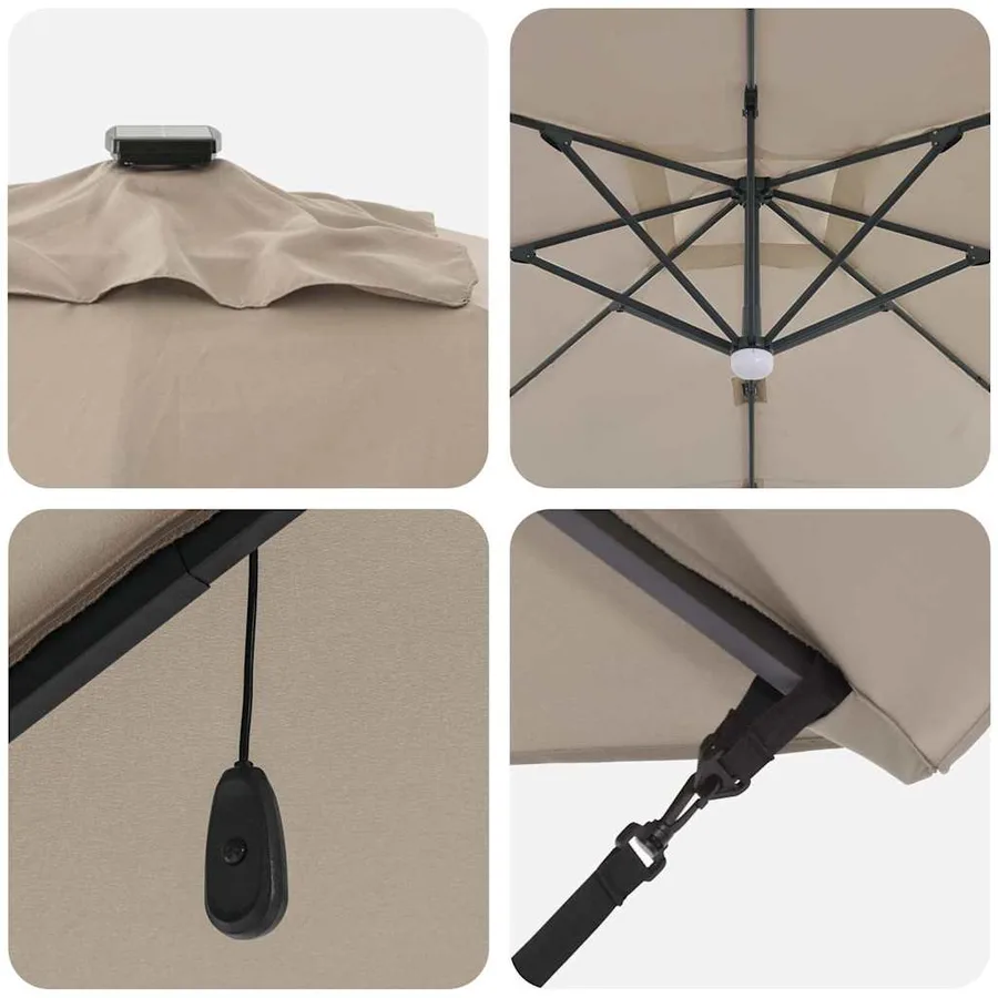 Parasol Roma Taupe 286 x 284 x 270 cm Aluminium et polyester - 9