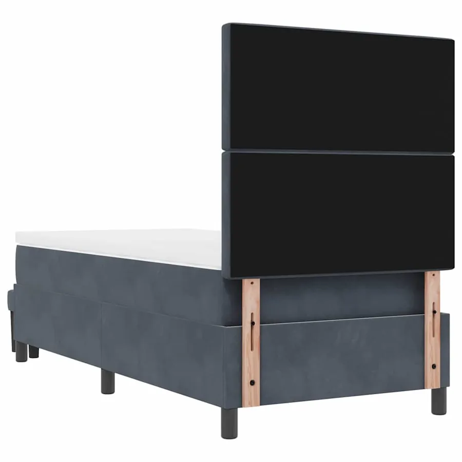 Lit à ressorts avec tête de lit Gris foncé 190 x 90 cm Velours - 8