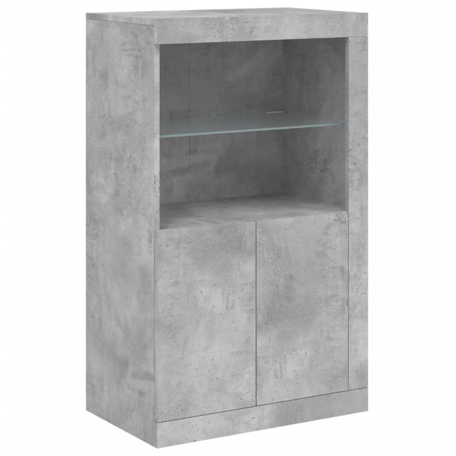 Buffet avec lumières LED gris béton 202x37x100 cm - 10