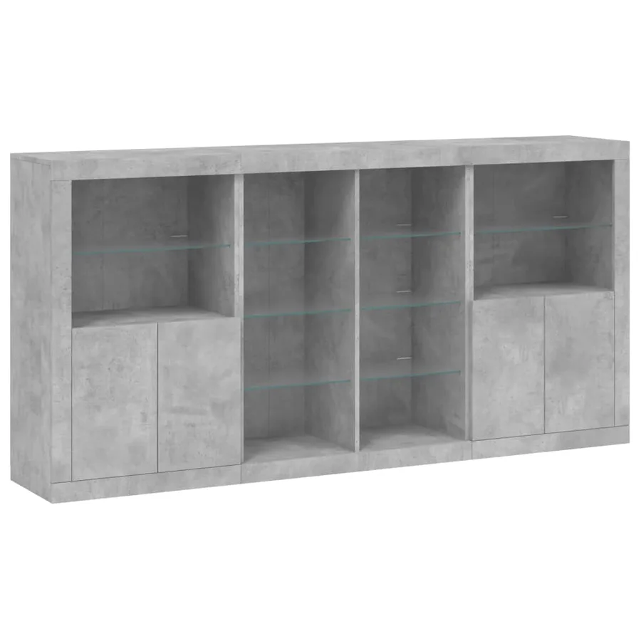 Buffet avec lumières LED gris béton 202x37x100 cm - 3