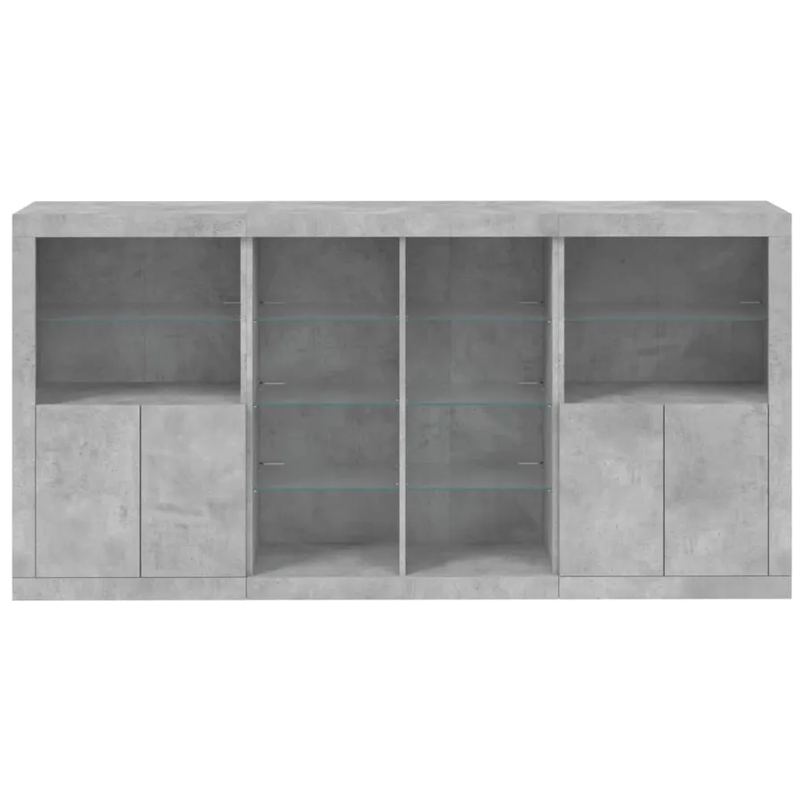 Buffet avec lumières LED gris béton 202x37x100 cm - 6