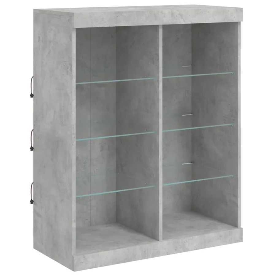 Buffet avec lumières LED gris béton 202x37x100 cm - 9
