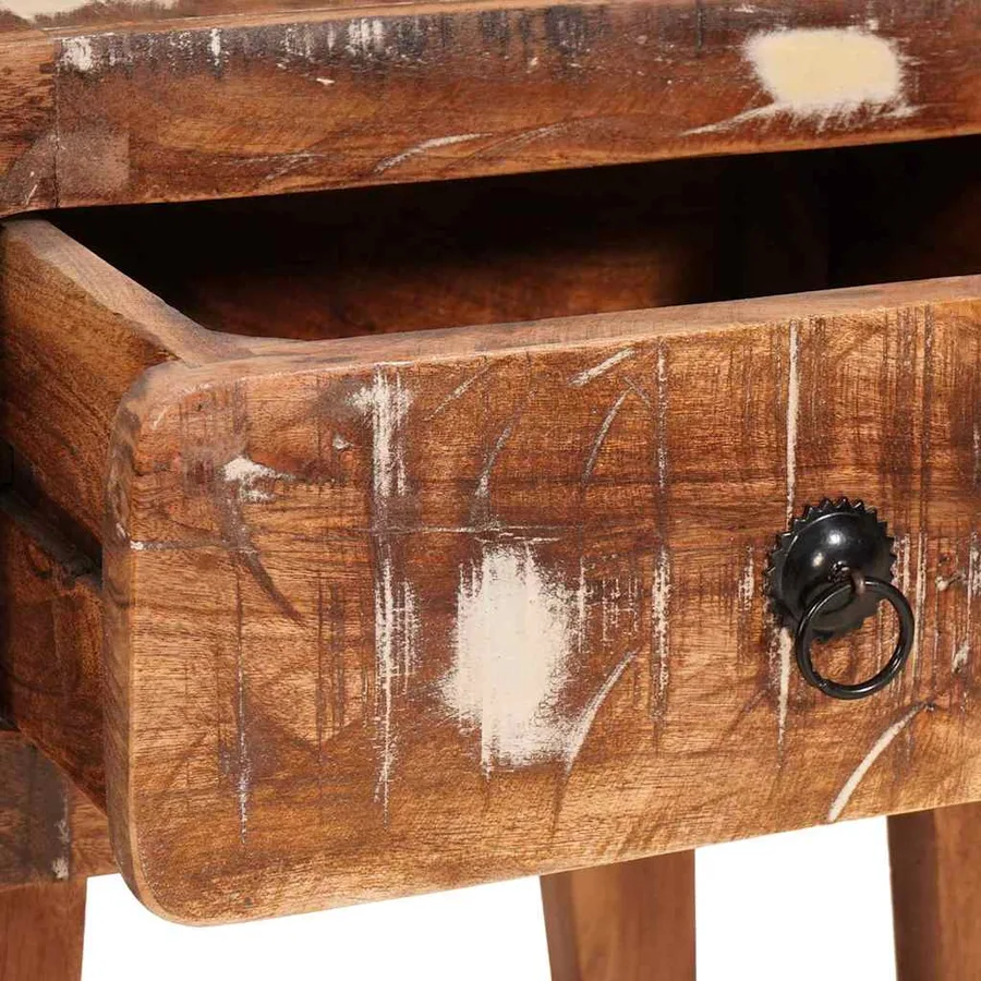 Table d'appoint Marron 40 x 32 x 46 cm Bois Recyclé Solide - 10