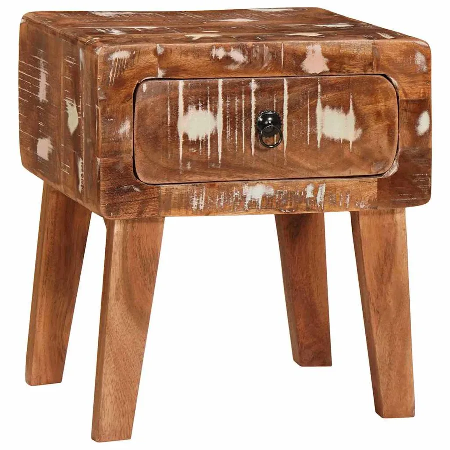 Table d'appoint Marron 40 x 32 x 46 cm Bois Recyclé Solide - 2