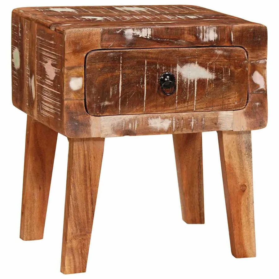 Table d'appoint Marron 40 x 32 x 46 cm Bois Recyclé Solide - 3