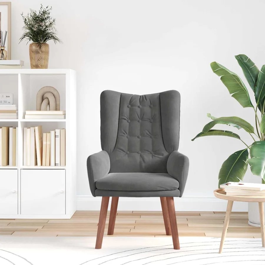 fauteuil Gris foncé 63 x 67 x 94 cm Velours - 3