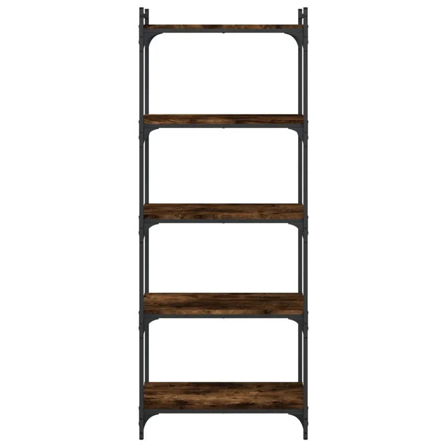 Bibliothèque 5 niveaux chêne fumé 60x30x154cm bois d'ingénierie - 4