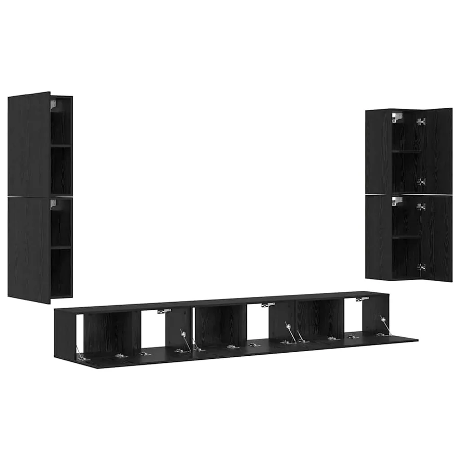 Unites TV Montage mural 4 pcs Chêne noir Bois d'ingénierie - 7