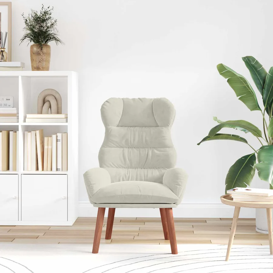 fauteuil Crème 69 x 74 x 93 cm Velours - 3