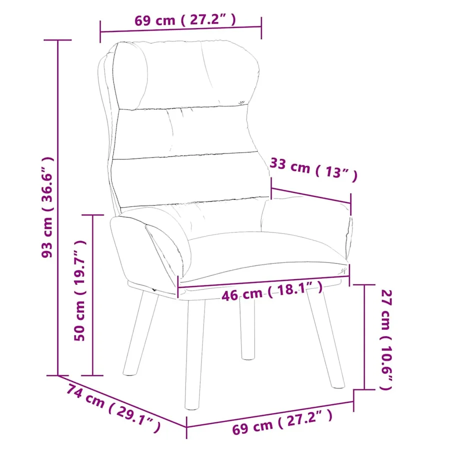 fauteuil Crème 69 x 74 x 93 cm Velours - 9