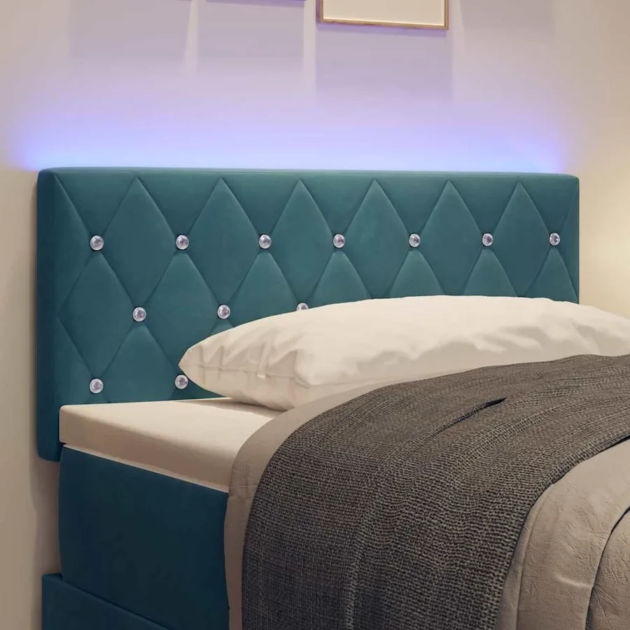 Tête de lit LED avec bandes LED Bleu foncé 100 cm Velours - 4