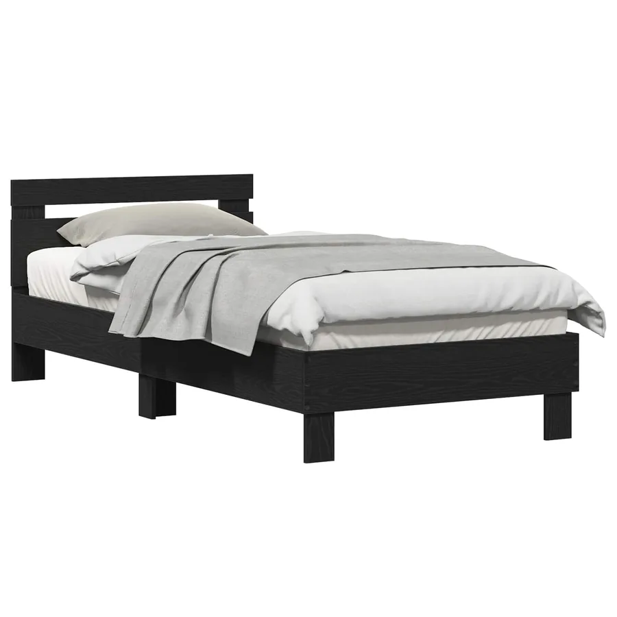 Cadre de lit Chêne noir 203 x 95 x 70 cm Bois d'ingénierie - 2