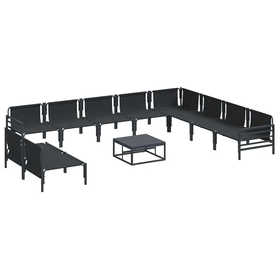 Ensemble de canapé de jardin avec coussin 11 pcs Noir Acier - 7