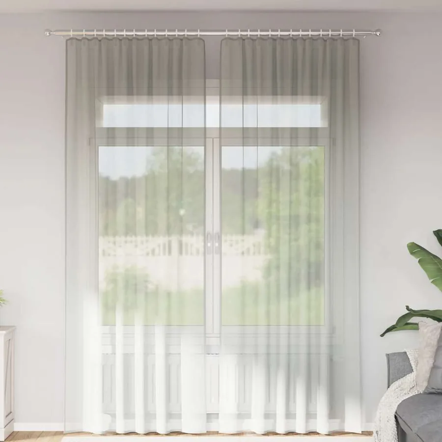Rideaux en voile à œillets 2 pcs gris clair
