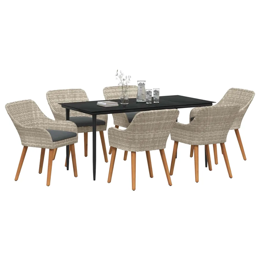 Ensemble de salle à manger pour jardin 7 pcs Gris clair - 2