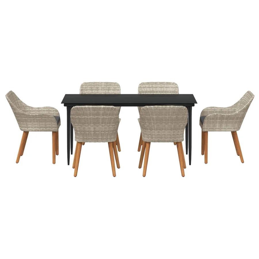 Ensemble de salle à manger pour jardin 7 pcs Gris clair - 3