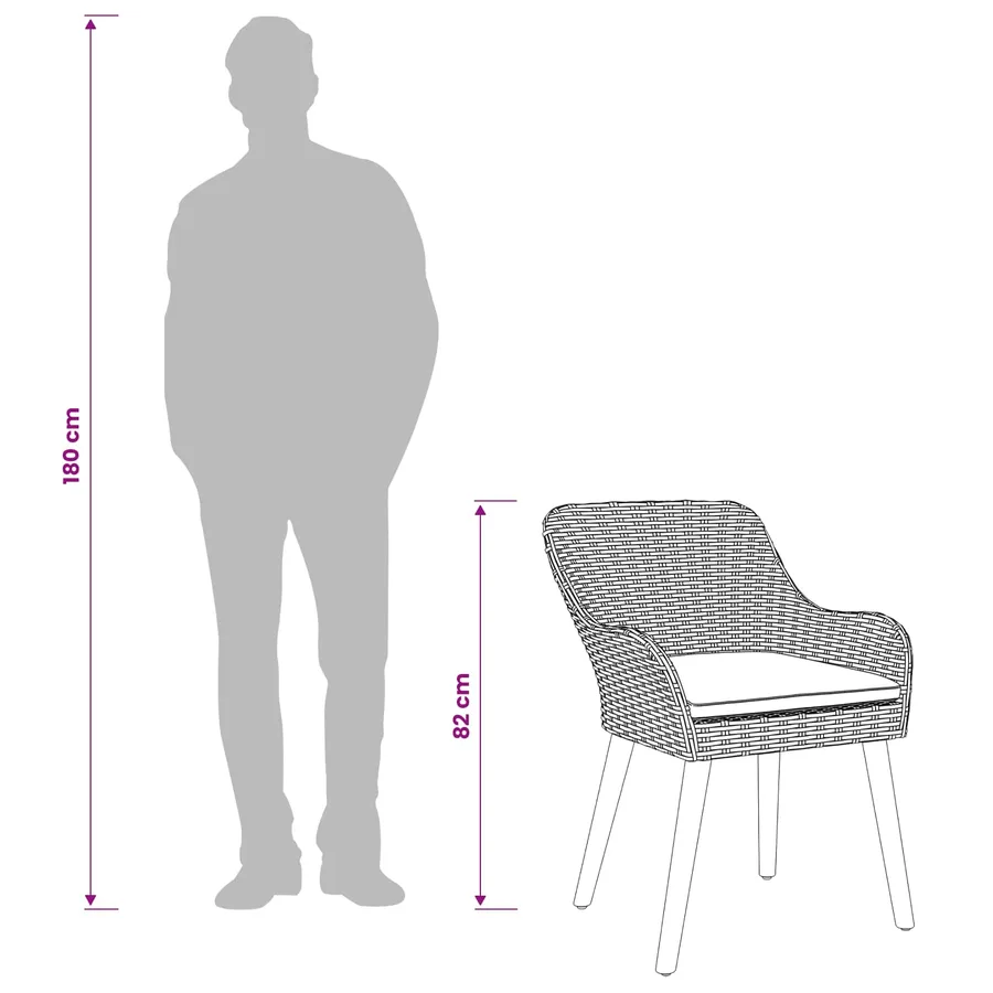 Ensemble de salle à manger pour jardin 7 pcs Gris clair - 6