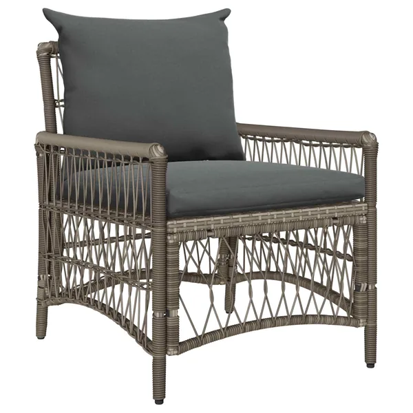 Chaise de jardin avec coussin Gris 73 x 61 x 77 cm polyrotin