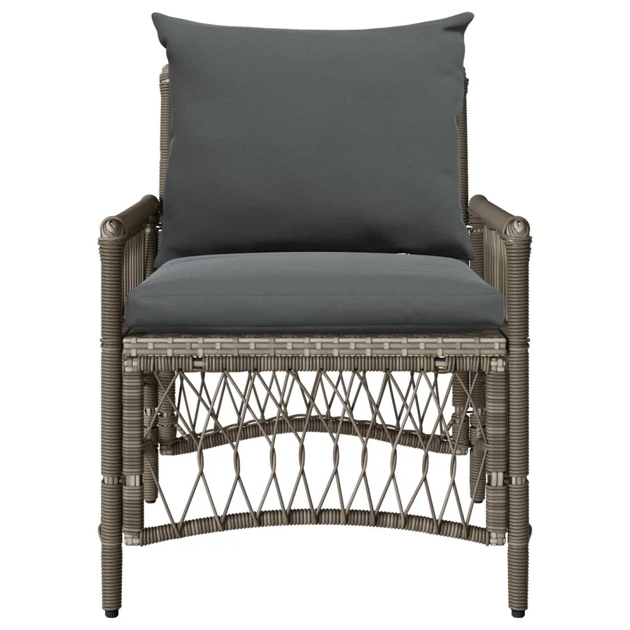Chaise de jardin avec coussin Gris 73 x 61 x 77 cm polyrotin - 2