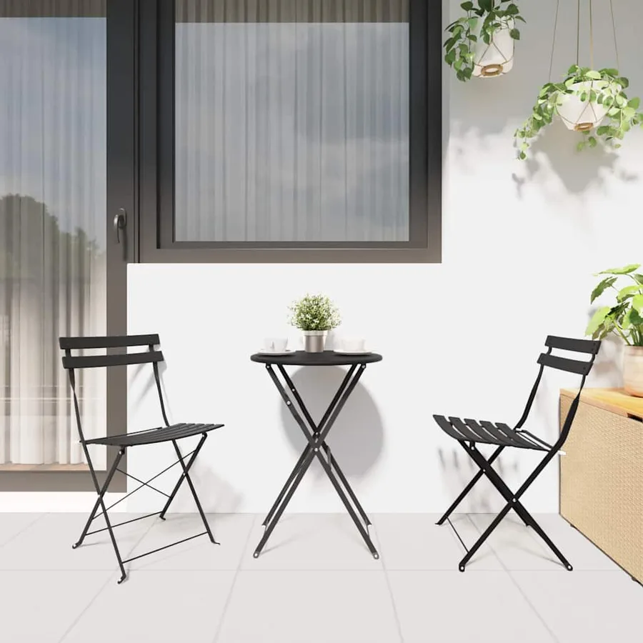 Ensemble bistro pliant 3 pcs Anthracite Acier - 4