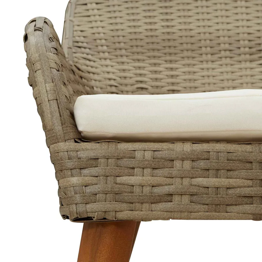 Ensemble de salle à manger pour jardin 9 pcs Beige polyrotin - 10
