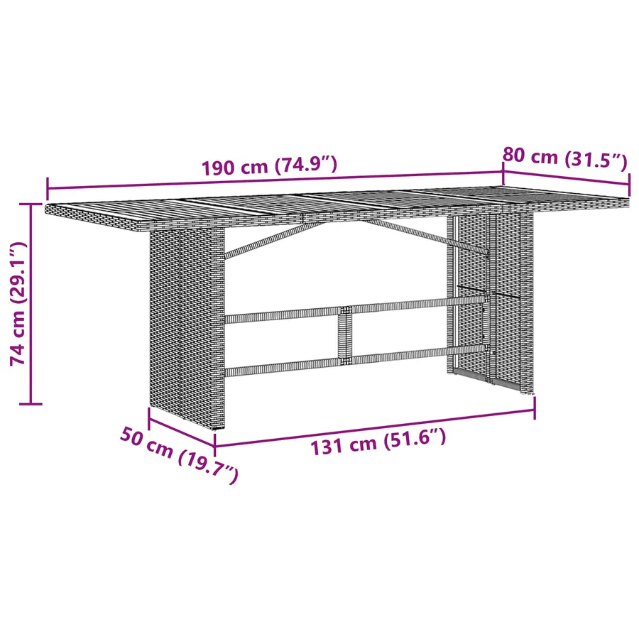 Ensemble de salle à manger pour jardin 9 pcs Beige polyrotin - 14