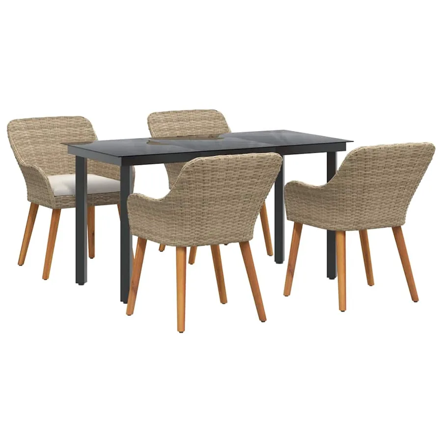 Ensemble de salle à manger pour jardin 5 pcs Beige polyrotin - 2