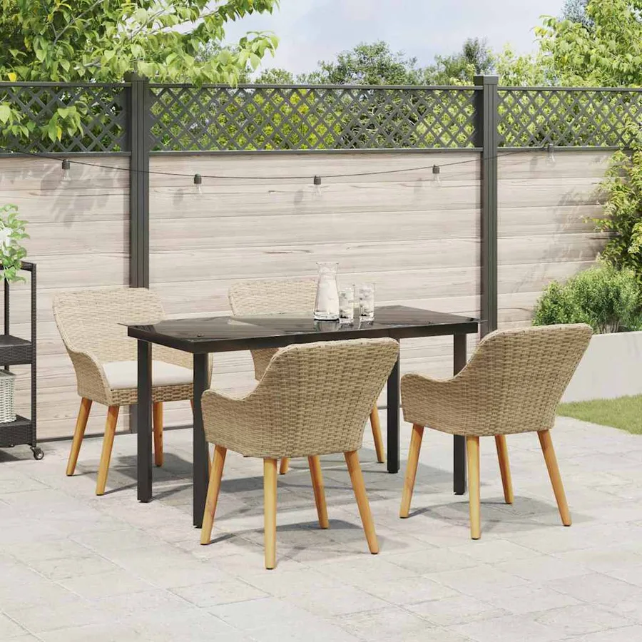 Ensemble de salle à manger pour jardin 5 pcs Beige polyrotin - 4