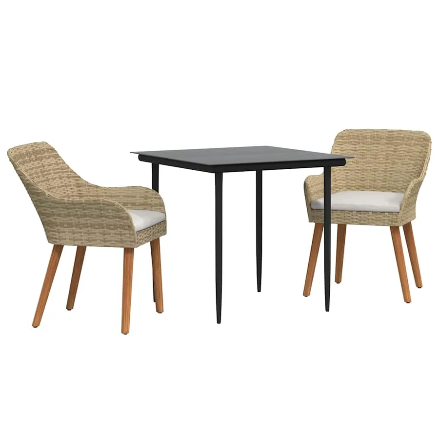 Ensemble de salle à manger pour jardin 3 pcs Beige polyrotin - 2