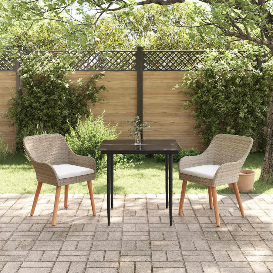 Ensemble de salle à manger pour jardin 3 pcs Beige polyrotin - 4