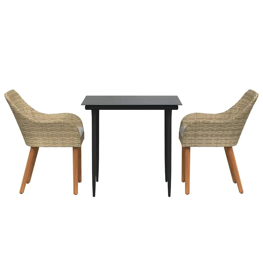 Ensemble de salle à manger pour jardin 3 pcs Beige polyrotin - 7