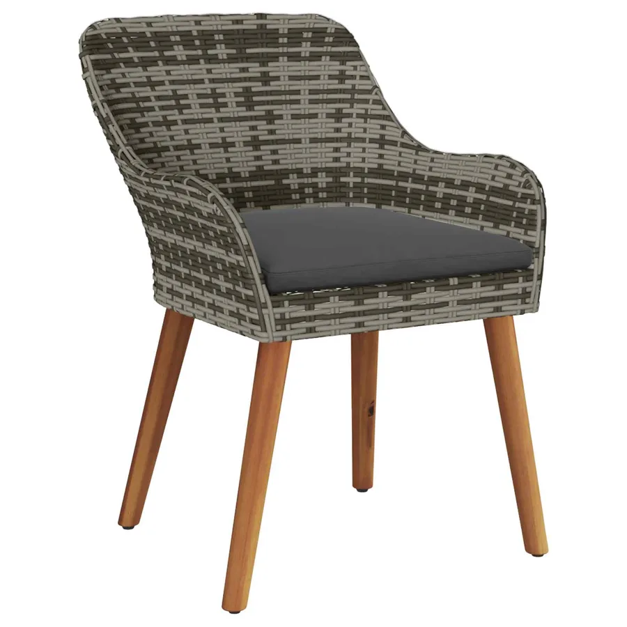 Ensemble de salle à manger pour jardin 9 pcs Gris polyrotin - 6