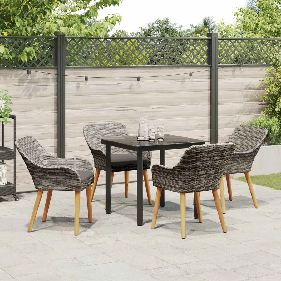 Ensemble de salle à manger pour jardin 5 pcs Gris polyrotin - 4