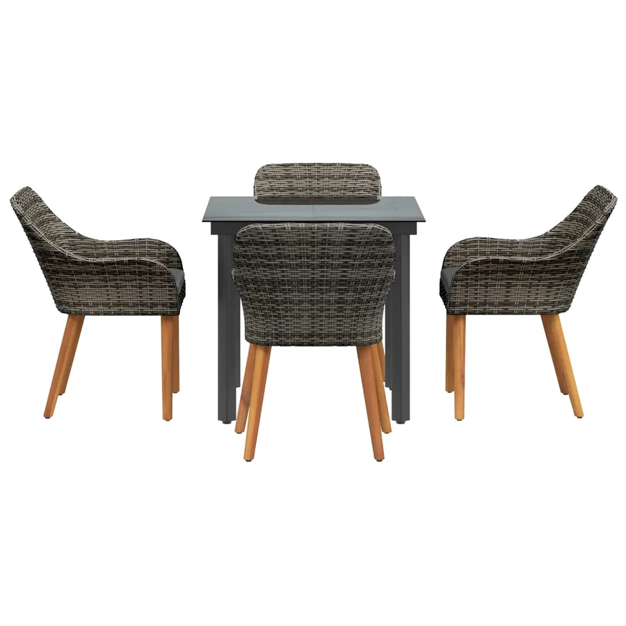Ensemble de salle à manger pour jardin 5 pcs Gris polyrotin - 7